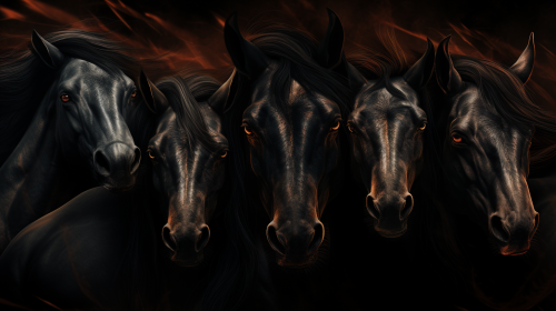 Digital Art Horses in Black