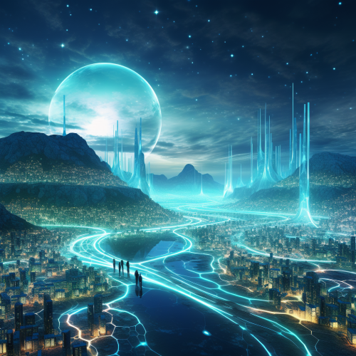 Captivating digital network landscape artwork