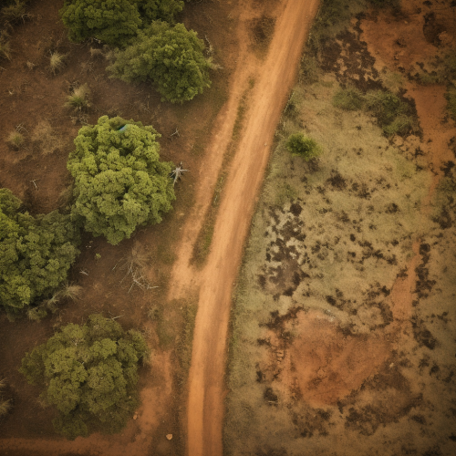 Beautiful aerial dirt road view