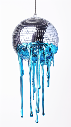 Disco ball with blue chrome slime Disco ball with blue chrome slime