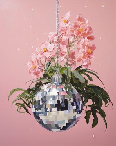 Disco Ball Hanging Planter with Modern Flowers