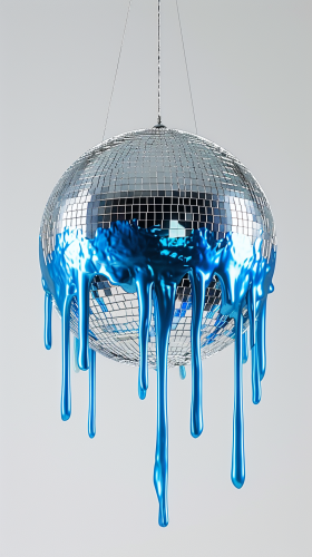 Disco ball hanging shiny blue chrome Disco ball hanging shiny blue chrome