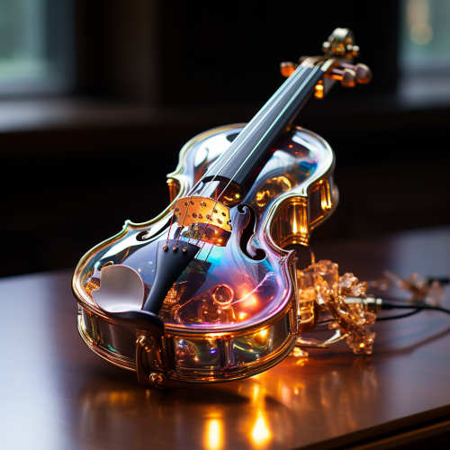 Shiny disco ball hanging above a violin Shiny disco ball hanging above a violin