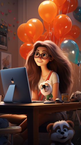 Young woman working on office couch