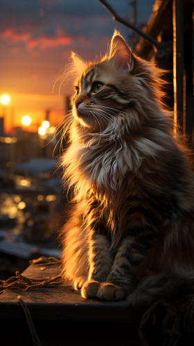 Hyper realistic distant cat in cinematic ambiance Hyper realistic distant cat in cinematic ambiance