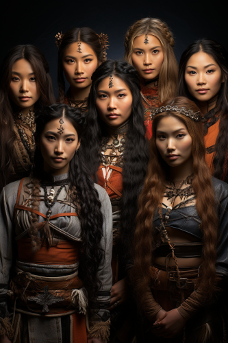 Women showing diverse ancient clan beauty.