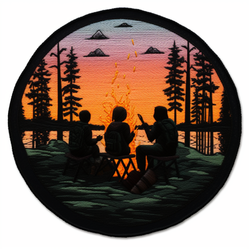Diverse campfire silhouettes showcasing unity