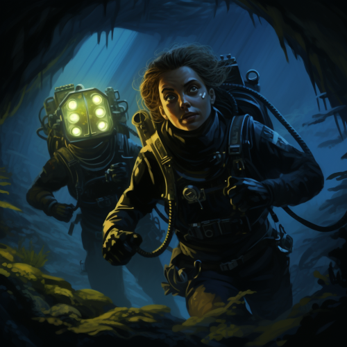 Diving buddies together underwater