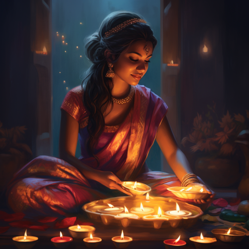 Beautiful Diwali greetings with lights