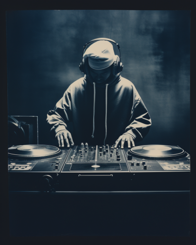 Unique cyanotype DJ artwork