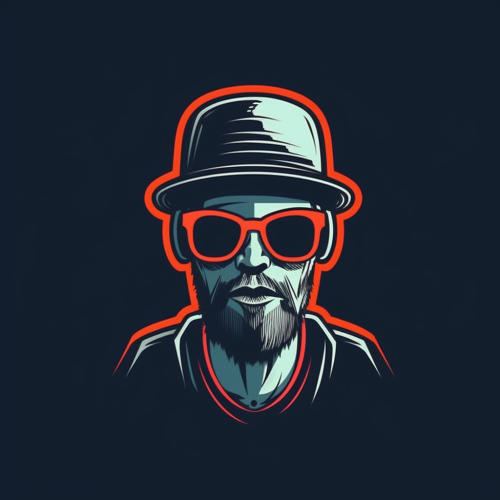 Dynamic outline of EDM DJ behind DJ controller