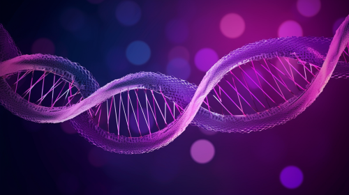 Stylized representation of a DNA double helix in purple