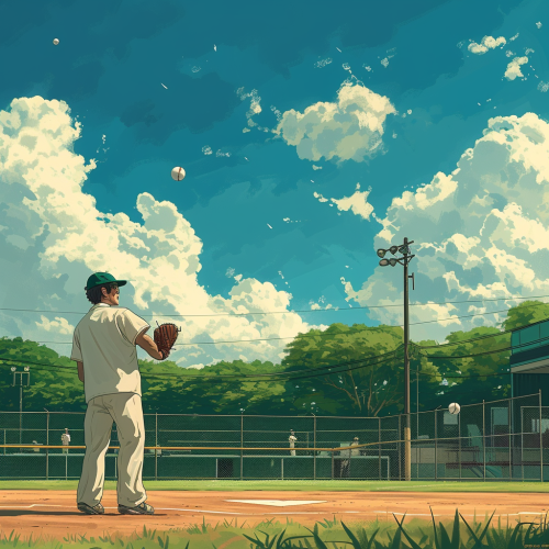 Doctor playing baseball on field
