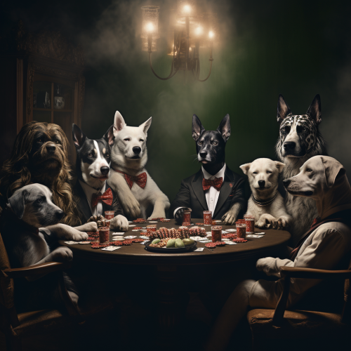 Dogs playing poker mafia style