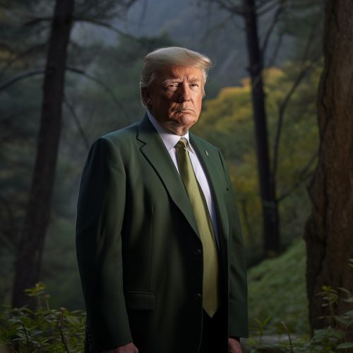 Portrait of Donald Trump in a forest