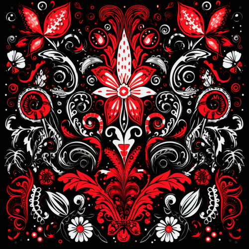 Red and white gothic doodles
