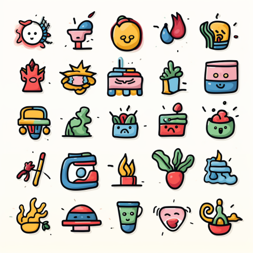 Set of Colorful Doodle Icons