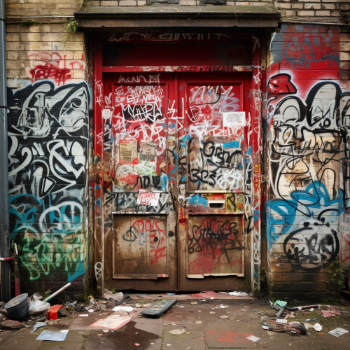 Door with graffiti tags removed