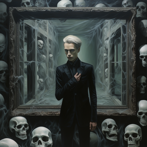 Eerie fantasy oil painting of Dorian Gray