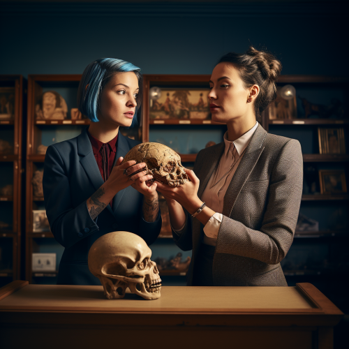 Business coaches analyzing brain model