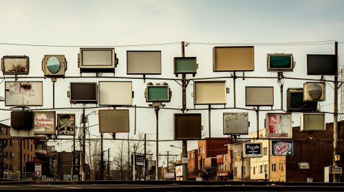 Empty billboard against Chicago's sunny cityscape