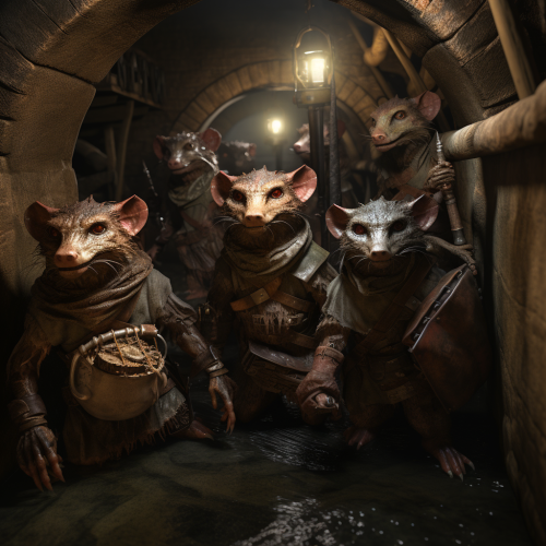 Detailed image of draconic kobolds in sewers Detailed image of draconic kobolds in sewers