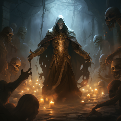 Undead mage summoning in dark dungeon