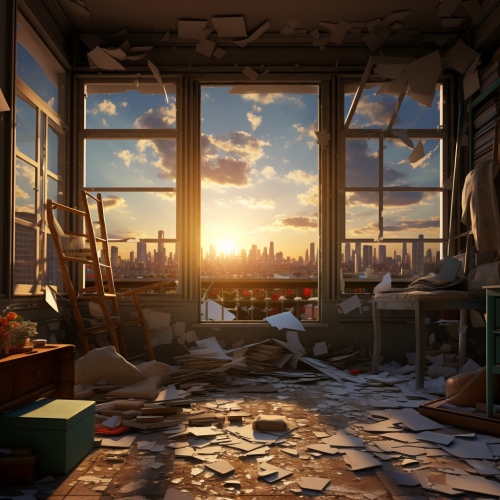 Blended apartment interiors with broken door