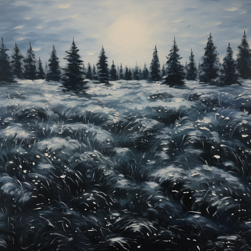 Winter Landscape with Snow-covered Christmas Trees