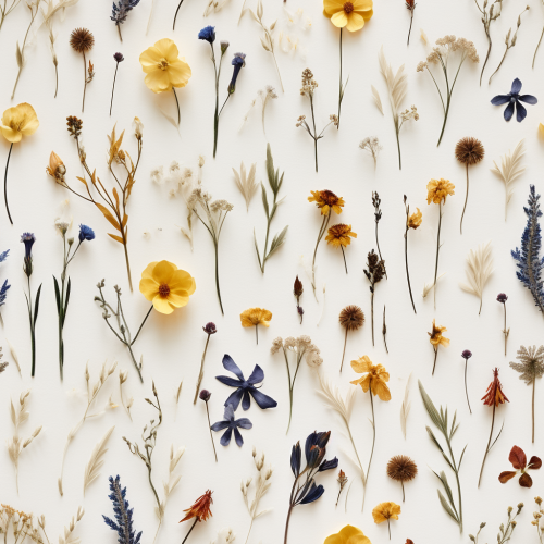 Photorealistic dried wildflowers on paper