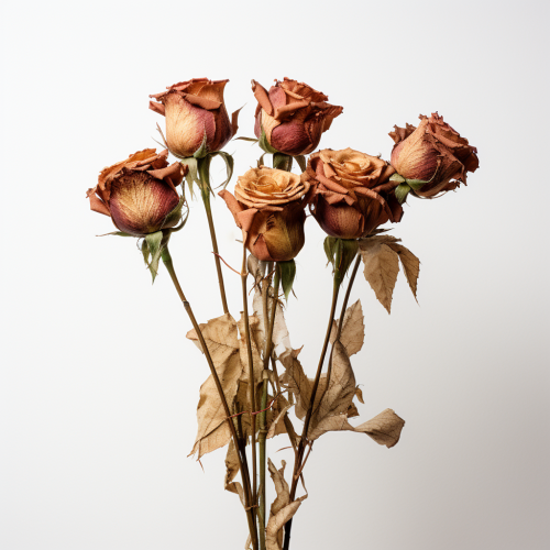 Dried Out Roses on White Background