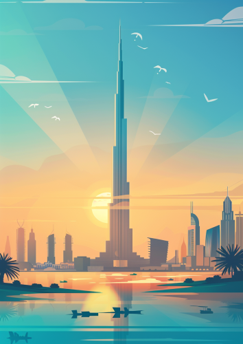 Modern Dubai Burj Khalifa Illustration