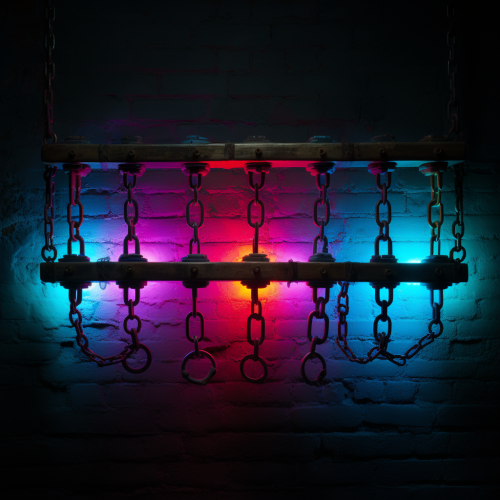 Dungeon Wall with Brass Shackles Hanging