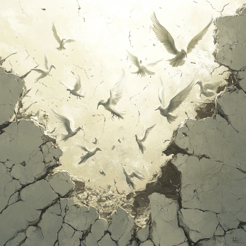 Angels Fleeing Earthquake Illustration