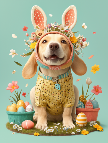 Golden Labrador Easter Bunny Rabbit Golden Labrador Easter Bunny Rabbit