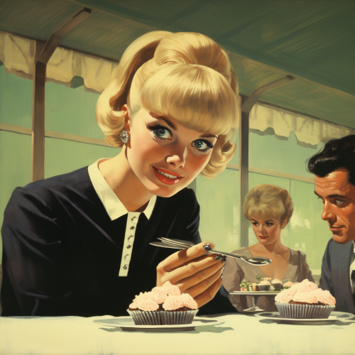 Retro cupcake illustration from the 1960s