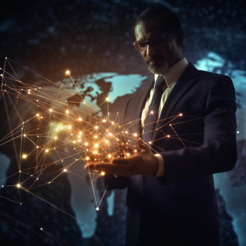 Businessman analyzing economic growth graph