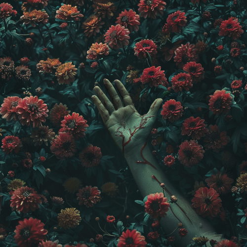 Dead flowers hand reaching out