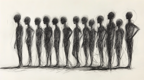 Mysterious chaotic pencil sketch line