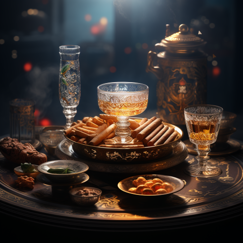 Realistic Egyptian ashtray with cigarettes