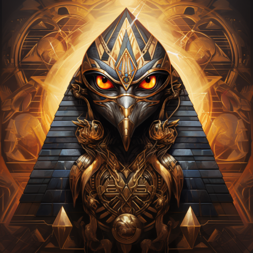 Egyptian God with White Eyes and Pyramid