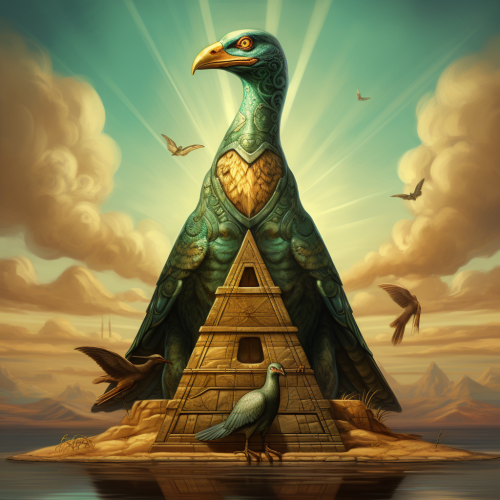 Ancient Egyptian Pyramid with Dinosaur Bird and Dreadle