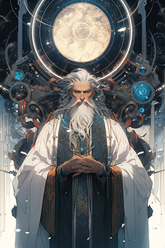 portrait of elderly nobleman in futuristic scifi style