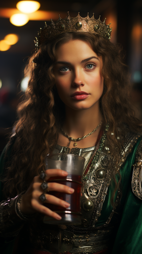 Eleanor of Aquitaine with a glass in medieval fantasy