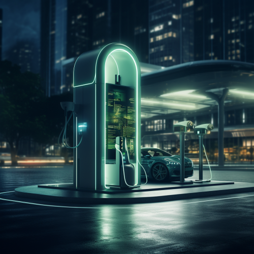 Electric vehicle charging station in action