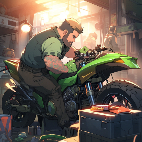 Skilled electric bike technician fixing an electric motorcycle