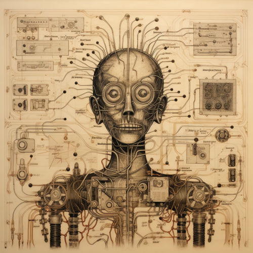 Schematic pencil drawing of electrical circuits