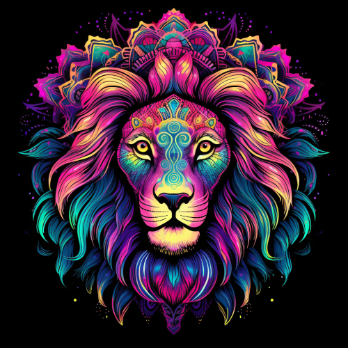 Vibrant Lion Mandala Artwork