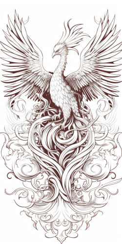 Elegant Phoenix Coloring Book Cut Out