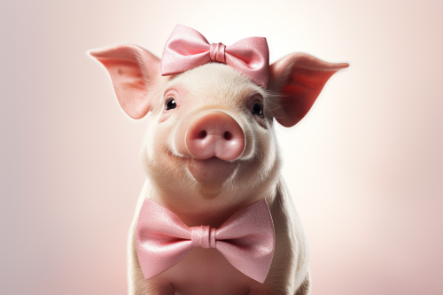 Stylish pig with Noculo, Bow Tie, Mustache, and Bowler Hat